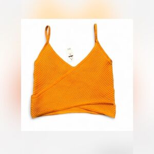 Aerie Orange Ribbed Crop Camisole with adjustable straps